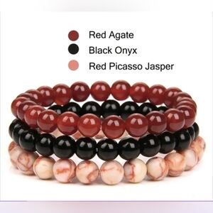 Natural Gemstone Beaded Chakra Stone Bracelets Bracelet Set Three Piece